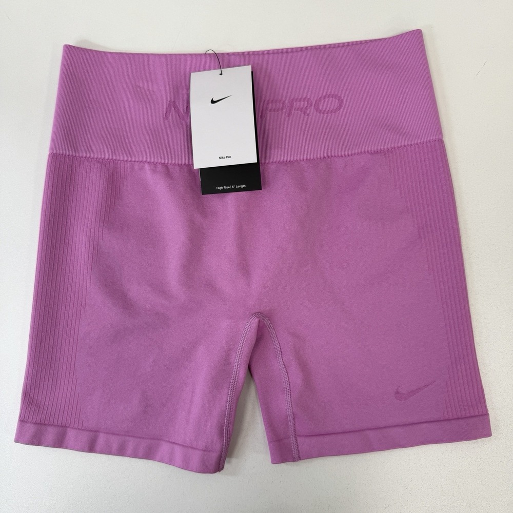 Nike Pro Seamless Womens Dri-FIT High-Waisted 5" Biker Shorts Magenta M IF1210